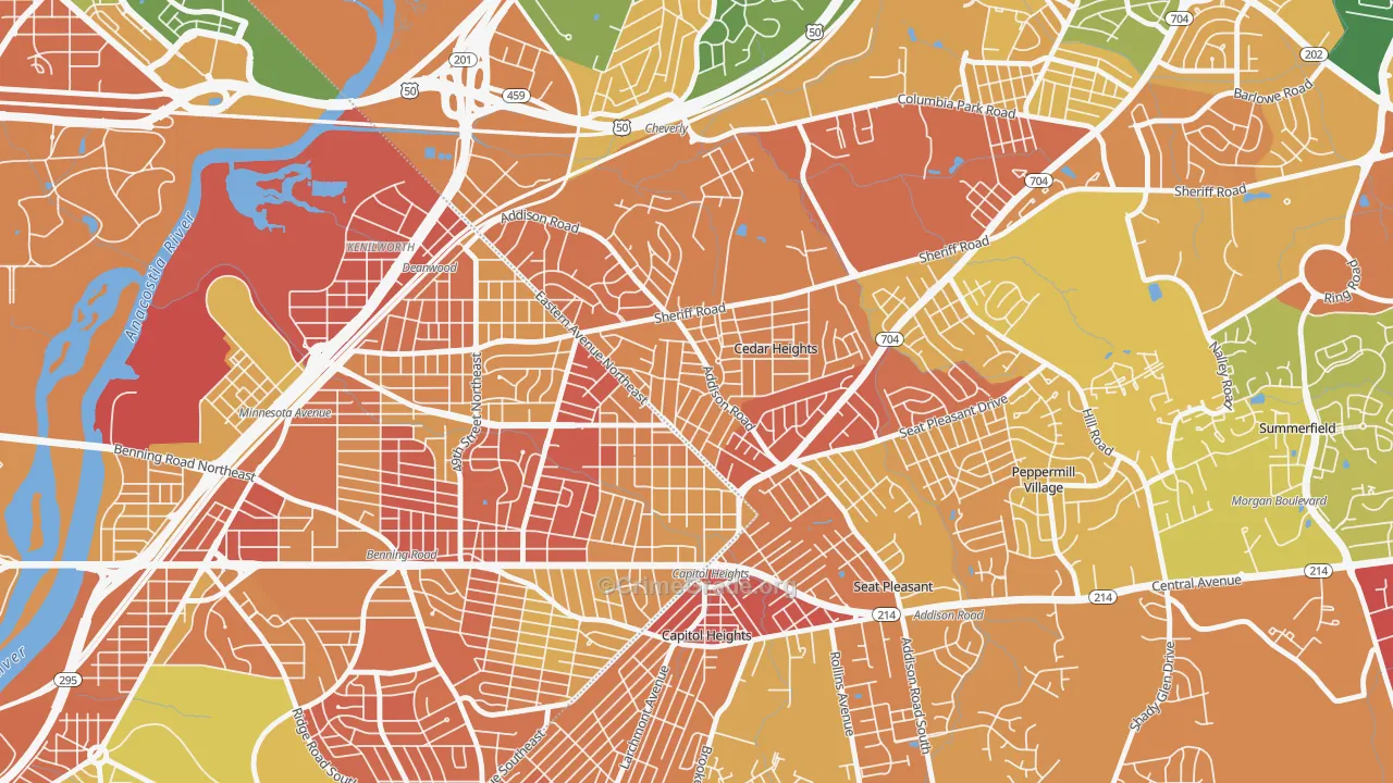 Fairmount Heights, MD Map of Assault Rates