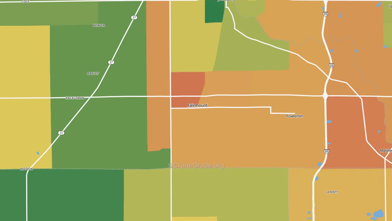 Fairmount, IN Map of Assault Rates