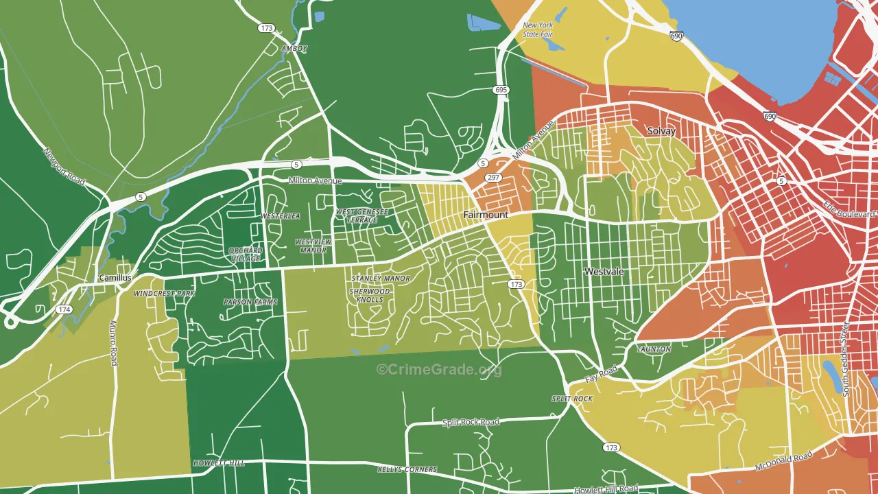 Fairmount, NY Map of Assault Rates