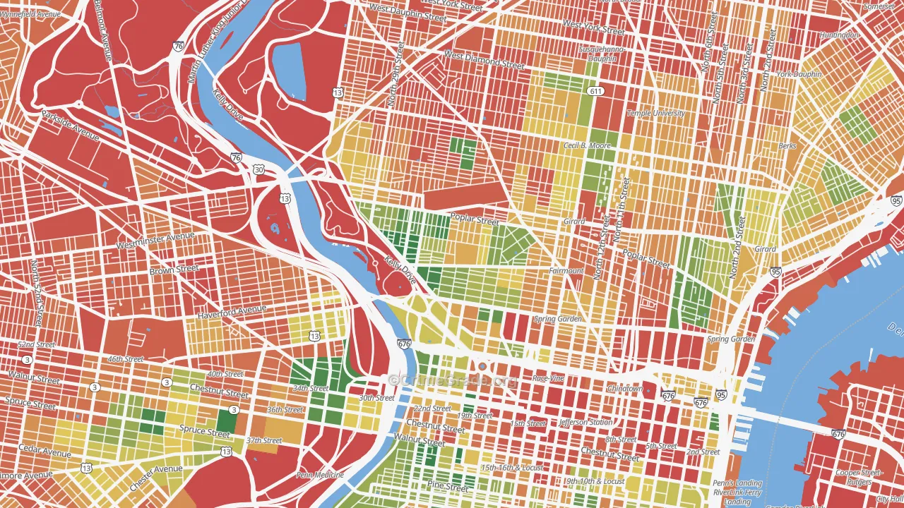 Fairmount, Philadelphia, PA Map of Assault Rates
