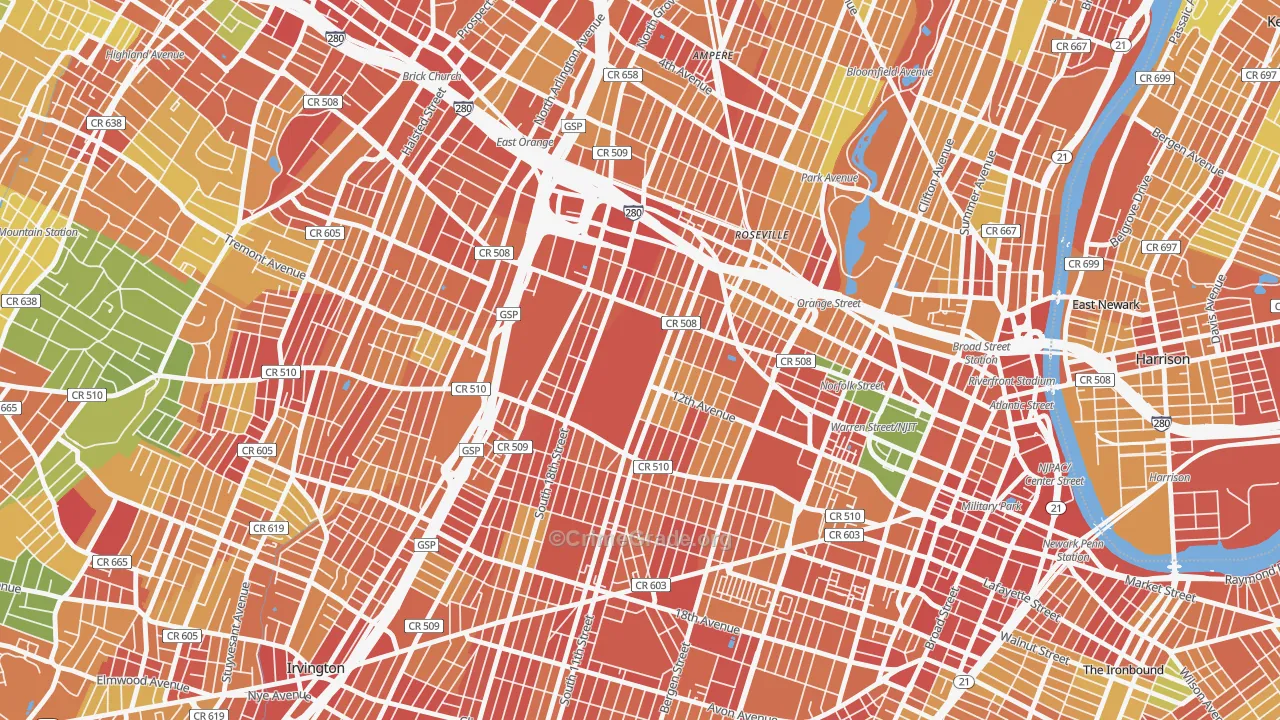 Fairmuont, Newark, NJ Map of Assault Rates