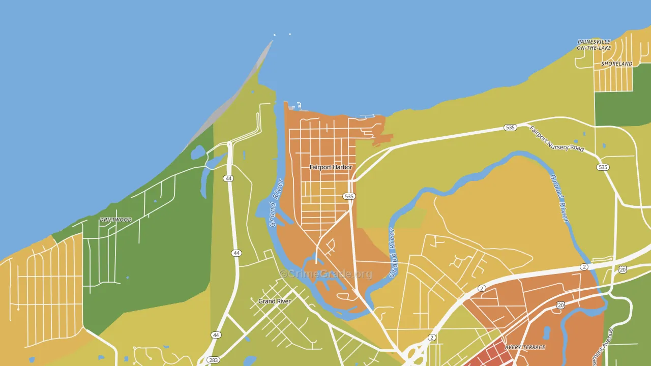 Fairport Harbor, OH Map of Assault Rates
