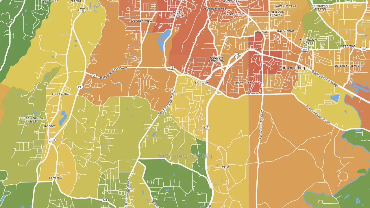 Fairview, GA Map of Assault Rates