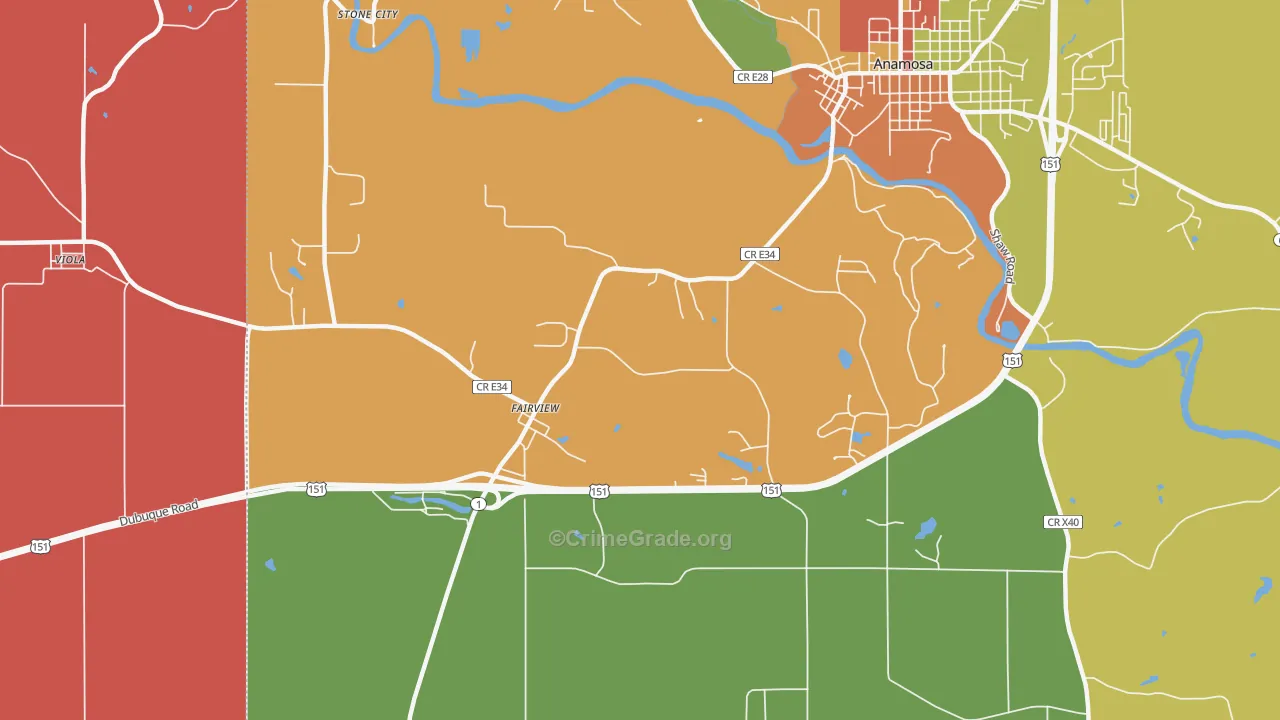 Fairview, IA Map of Assault Rates