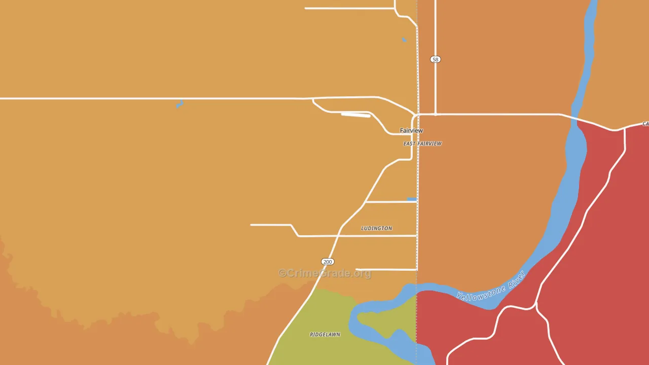 Fairview, MT Map of Assault Rates
