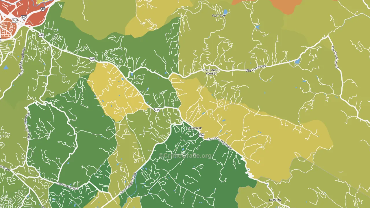 Fairview, NC Map of Assault Rates