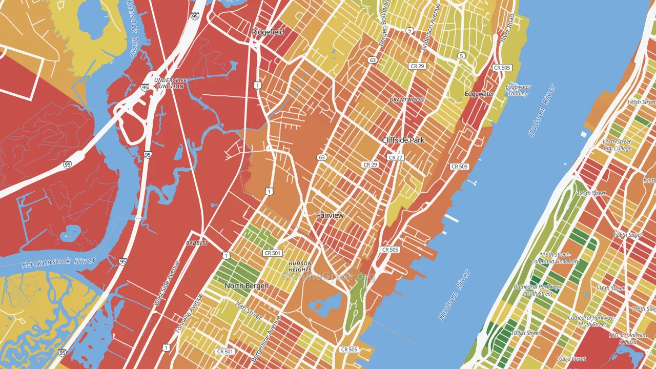Fairview, NJ Map of Assault Rates