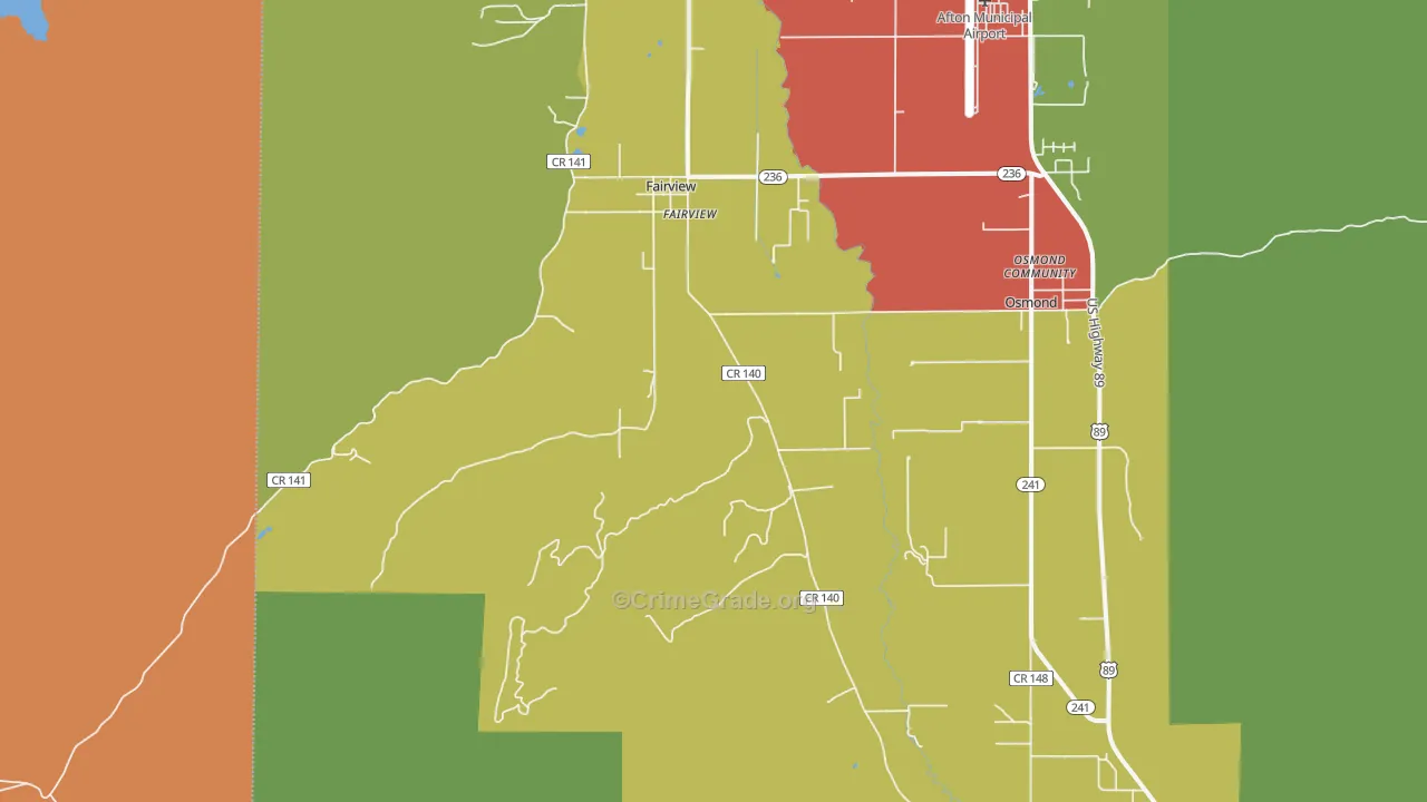 Fairview, WY Map of Assault Rates