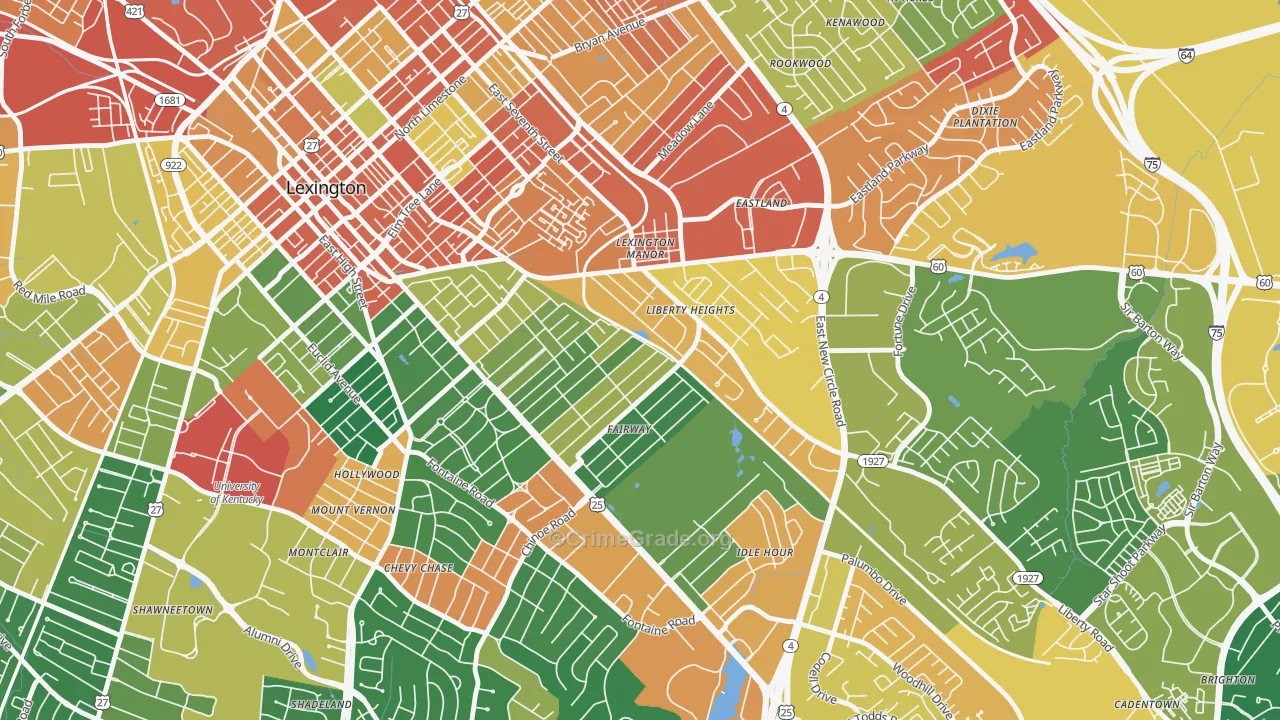 Fairway-Liberty Heights, Lexington, KY Map of Assault Rates
