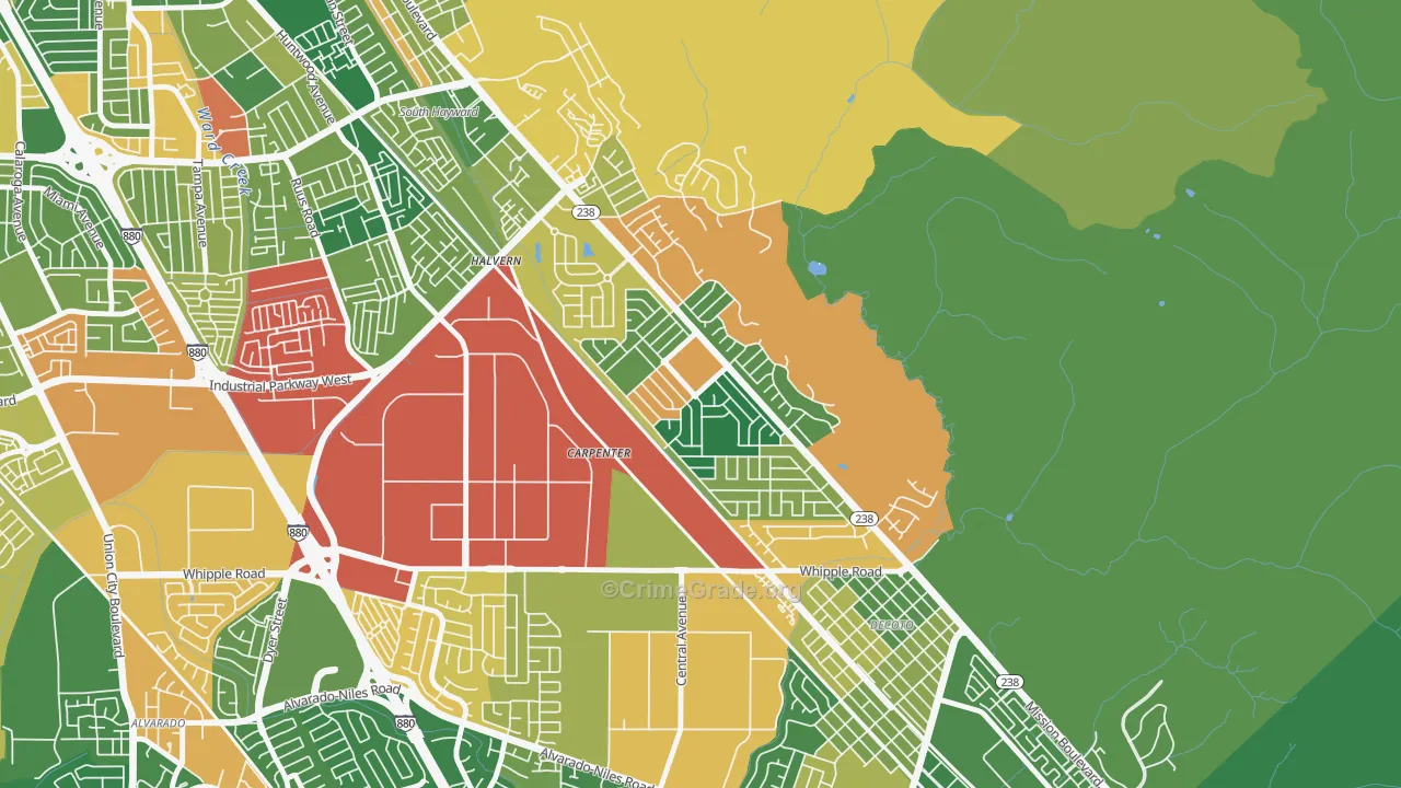 Fairway Park, Hayward, CA Map of Assault Rates