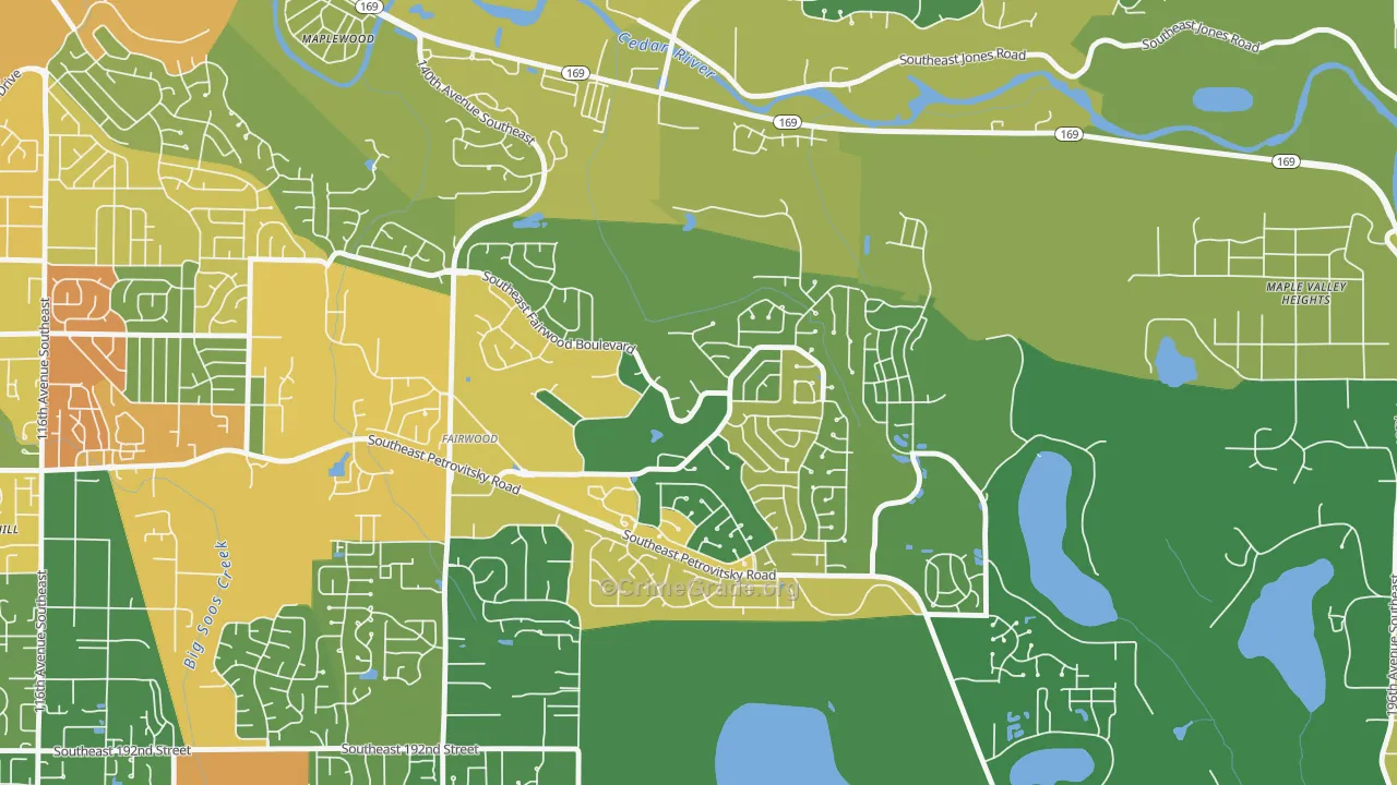 Fairwood Greens, Fairwood, WA Map of Assault Rates