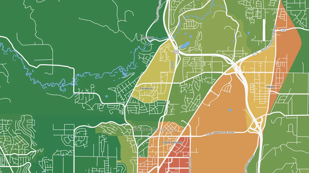 fairwood, Spokane, WA Map of Assault Rates