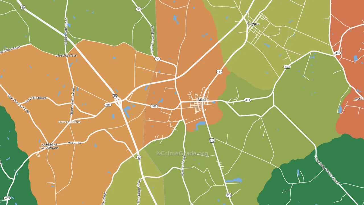 Faison, NC Map of Assault Rates