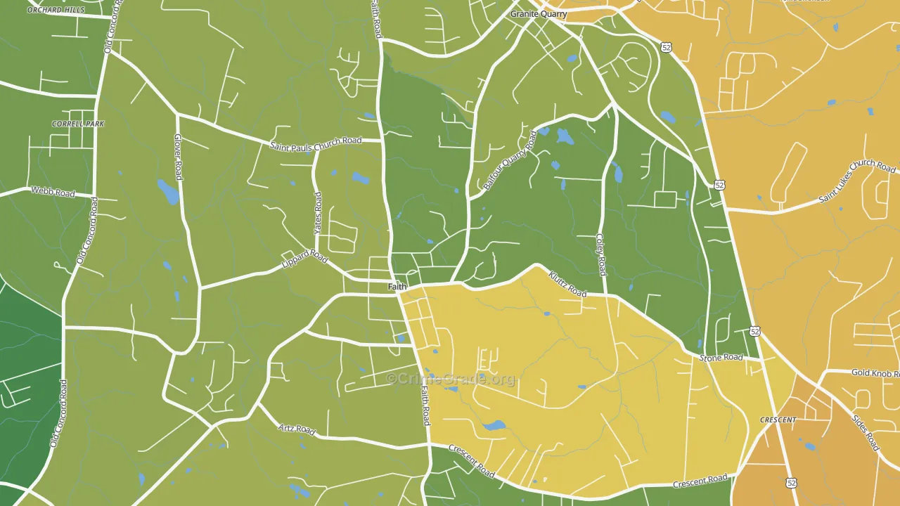 Faith, NC Map of Assault Rates
