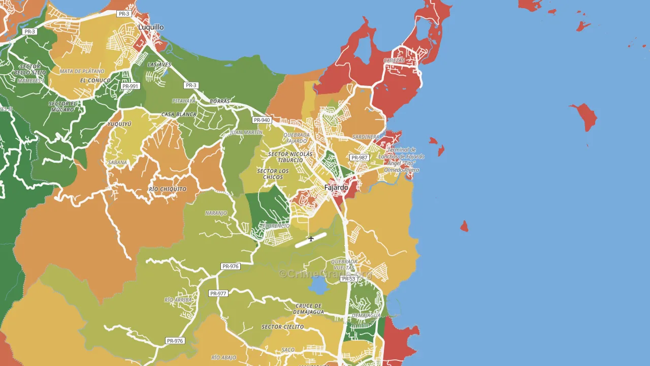 Fajardo Municipio, PR Map of Assault Rates