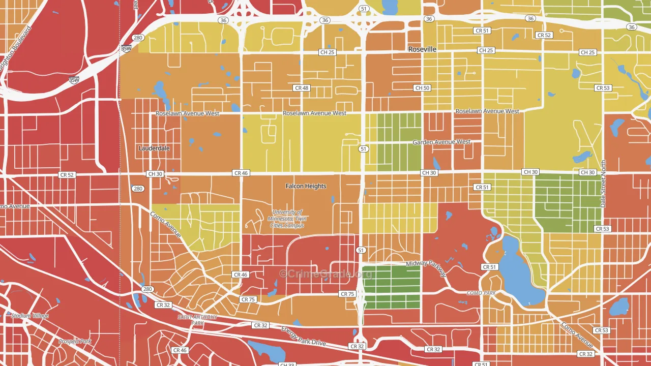 Falcon Heights, MN Map of Assault Rates
