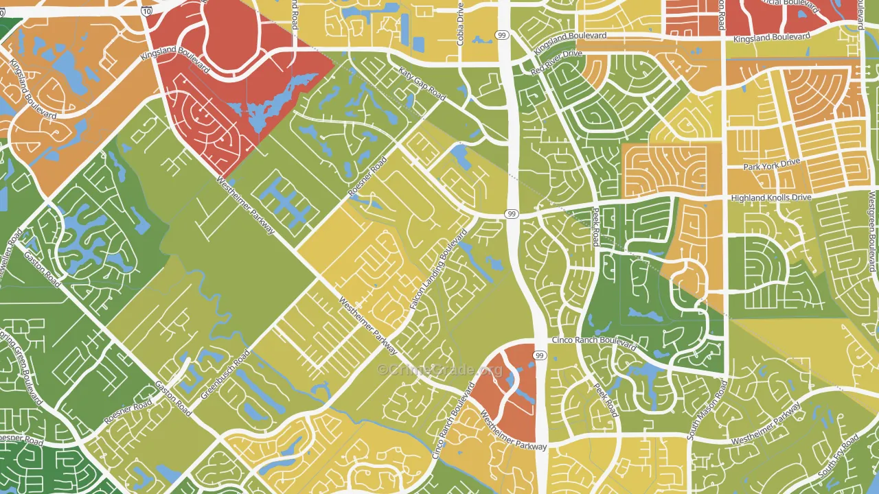 Falcon Landing, Katy, TX Map of Assault Rates