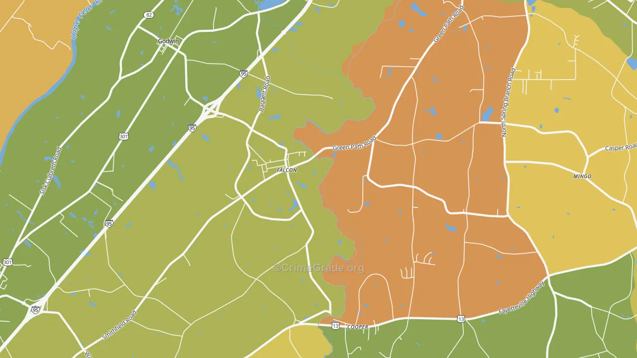 Falcon, NC Map of Assault Rates