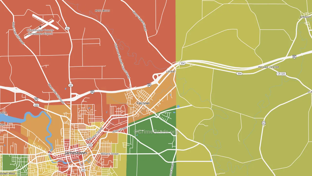 Falconer, NY Map of Assault Rates