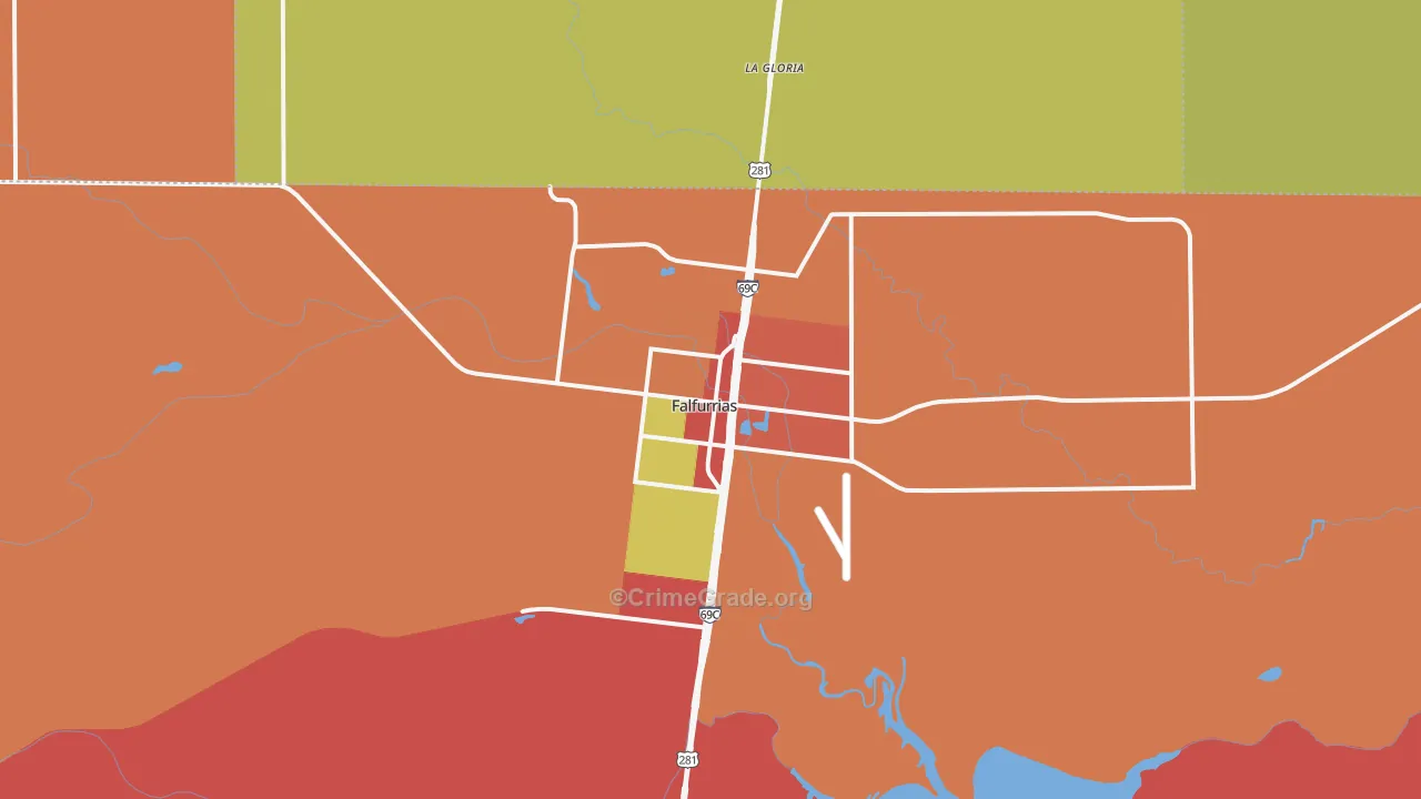 Falfurrias, TX Map of Assault Rates
