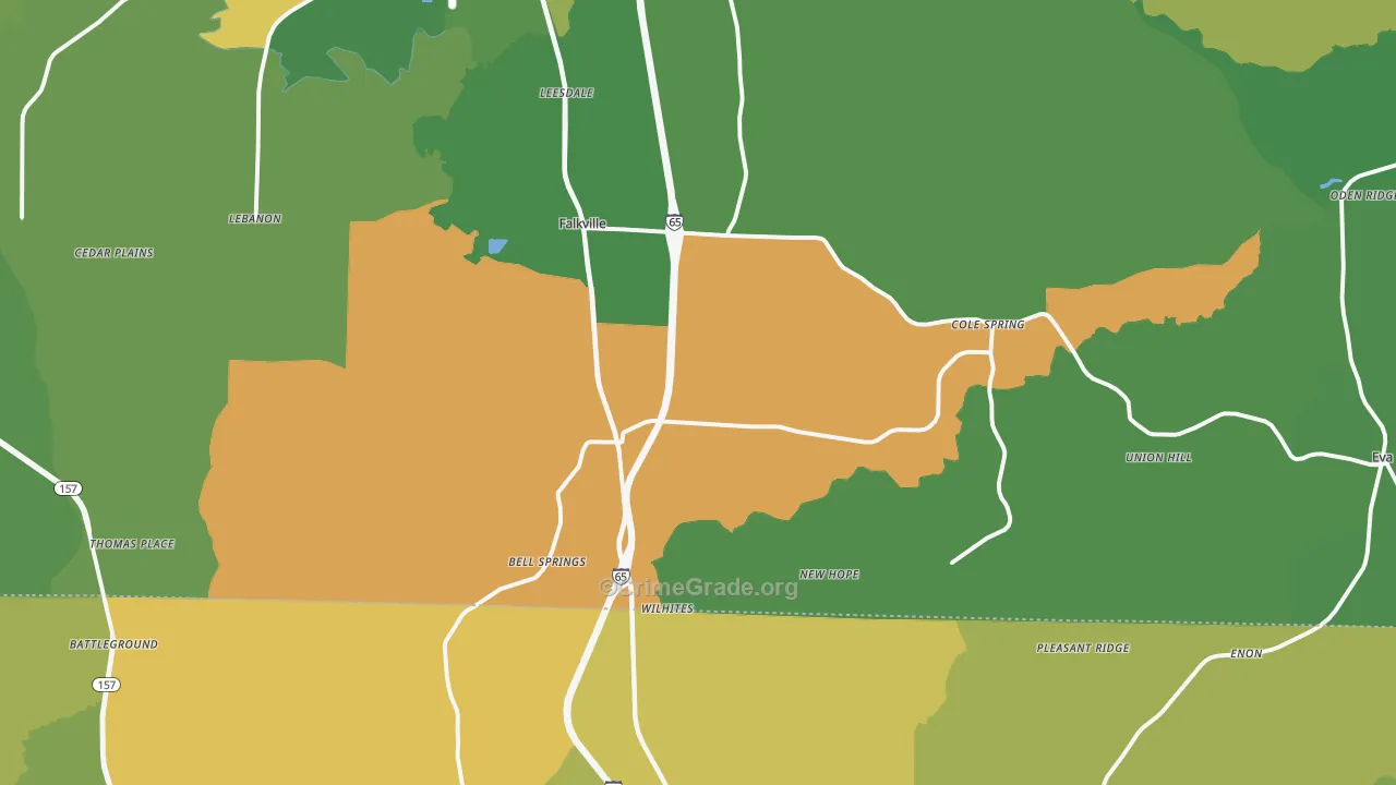 Falkville, AL Map of Assault Rates