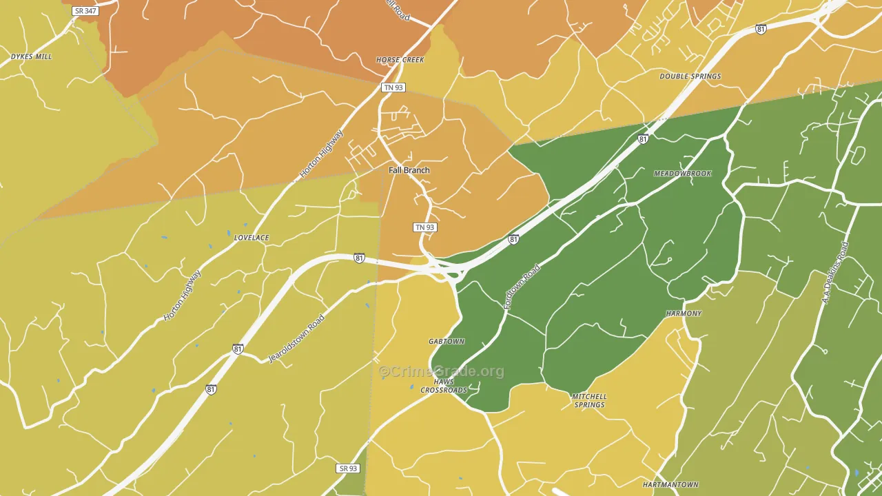 Fall Branch, TN Map of Assault Rates
