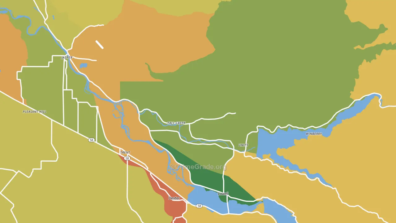Fall Creek, OR Map of Assault Rates