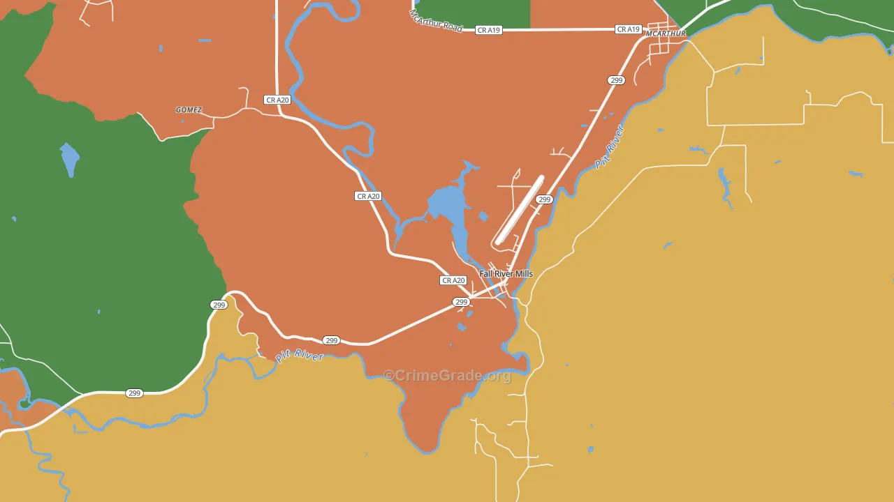Fall River Mills, CA Map of Assault Rates