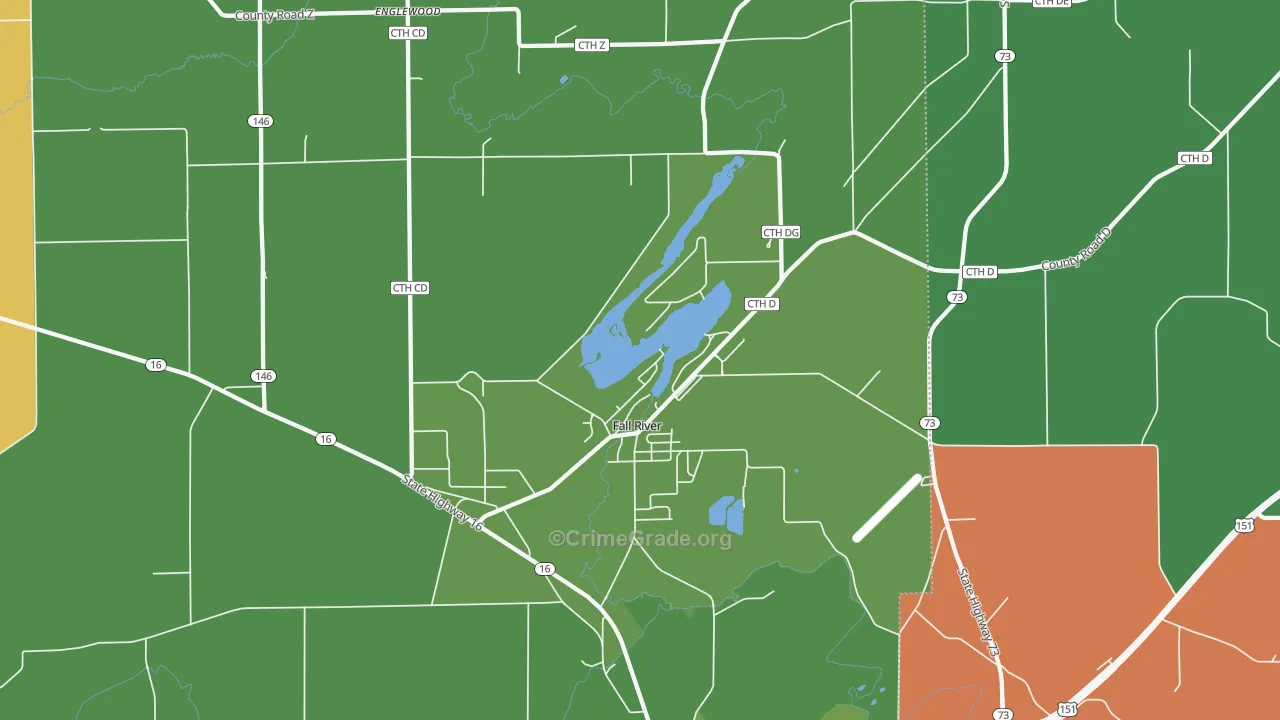 Fall River, WI Map of Assault Rates