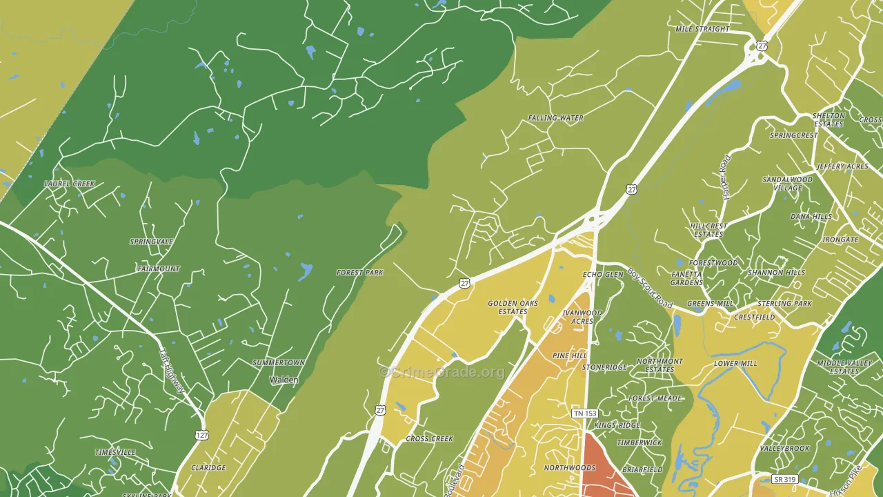 Falling Water, TN Map of Assault Rates