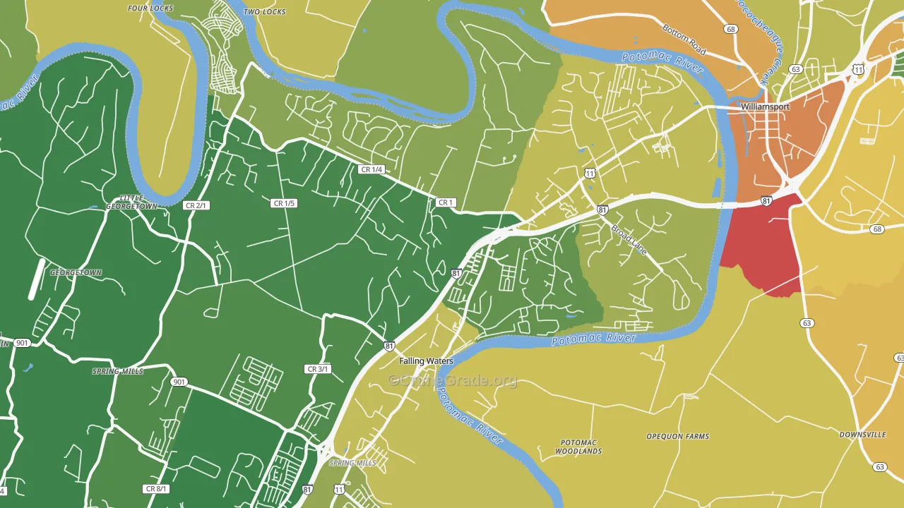 Falling Waters, WV Map of Assault Rates
