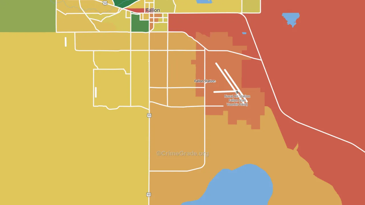 Fallon Naval Air Station, NV Map of Assault Rates