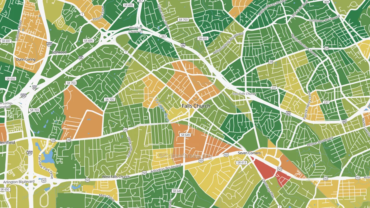 Falls Church City, VA Map of Assault Rates