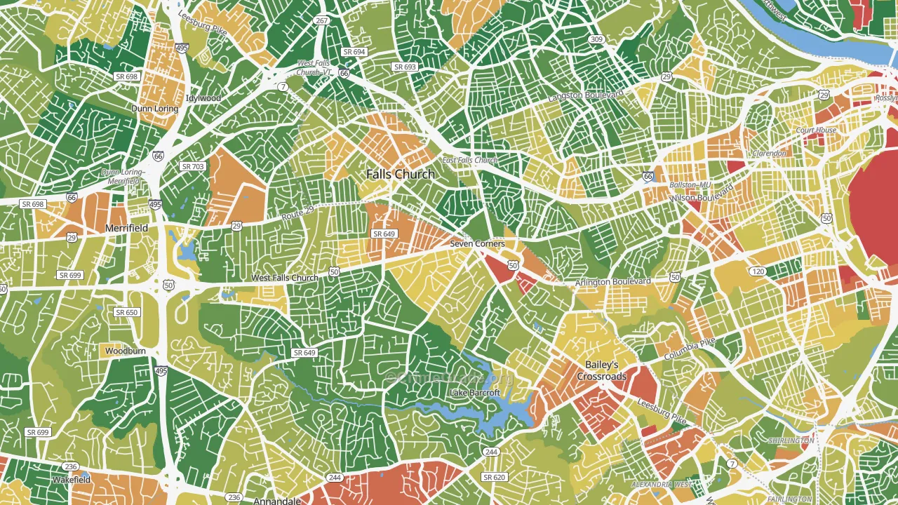 Falls Church, VA Map of Assault Rates