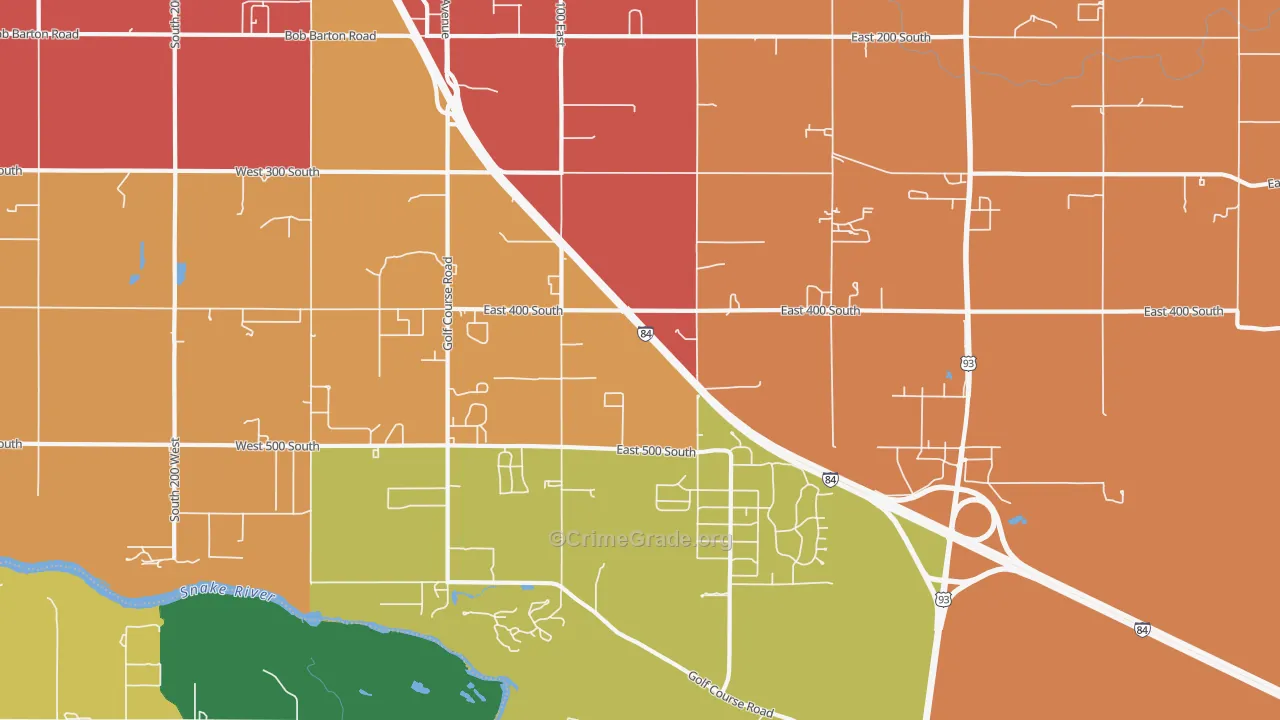 Falls City, ID Map of Assault Rates