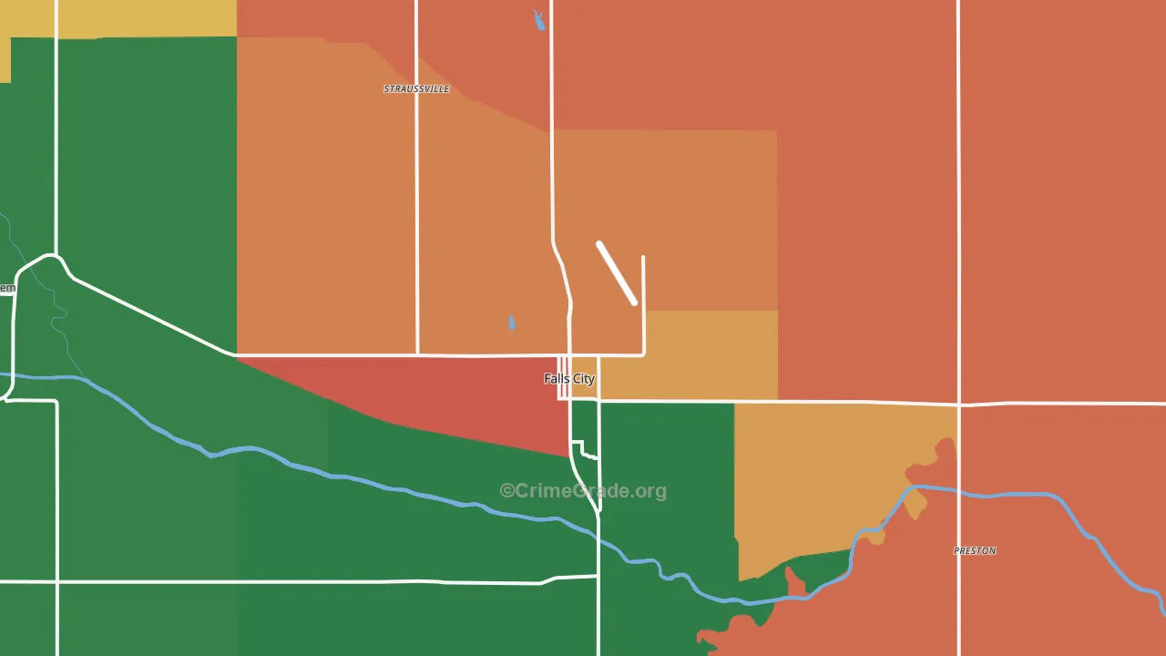Falls City, NE Map of Assault Rates