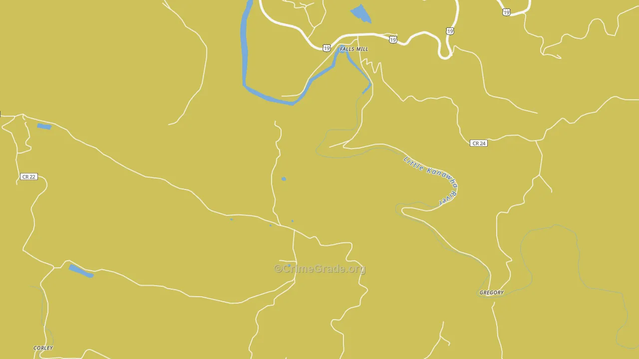 Falls Mill, WV Map of Assault Rates