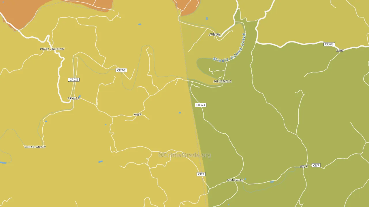 Falls Mills, WV Map of Assault Rates