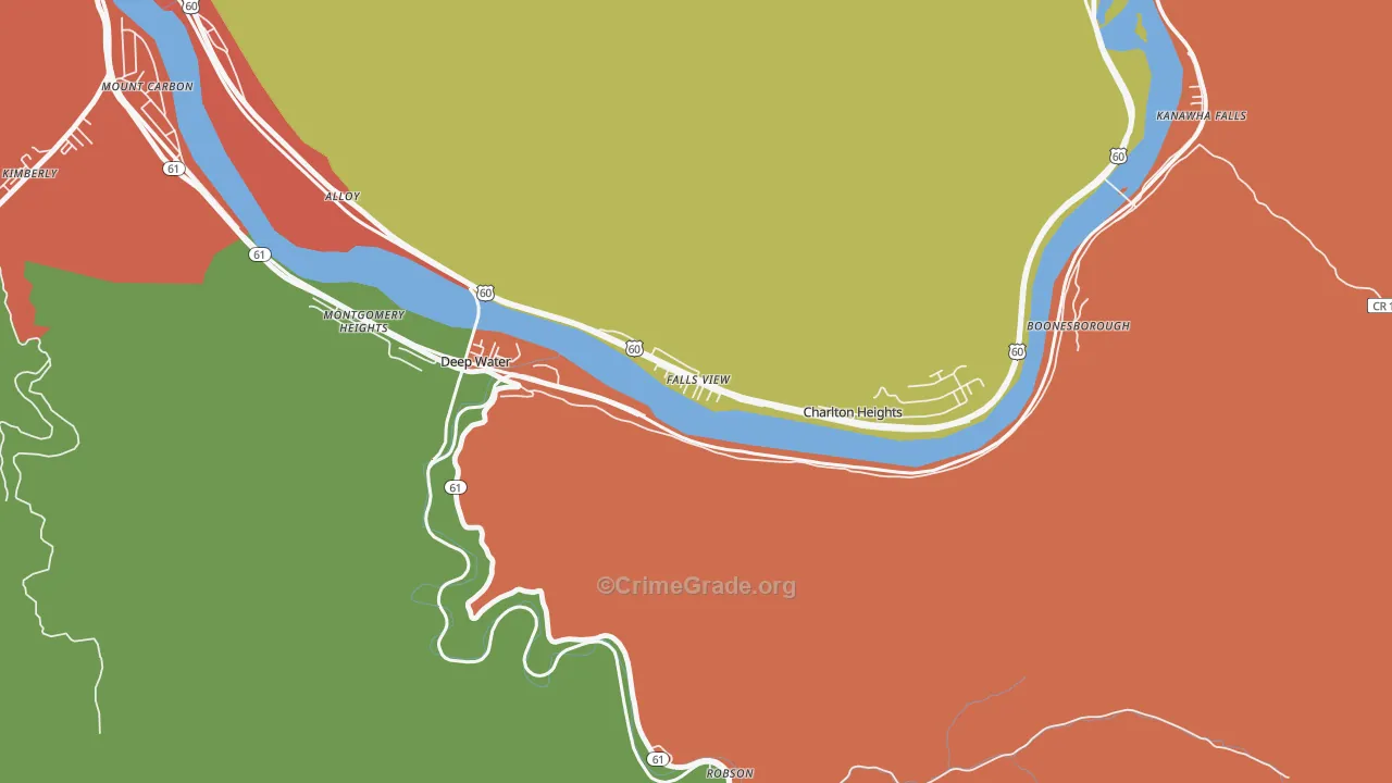 Falls View, WV Map of Assault Rates