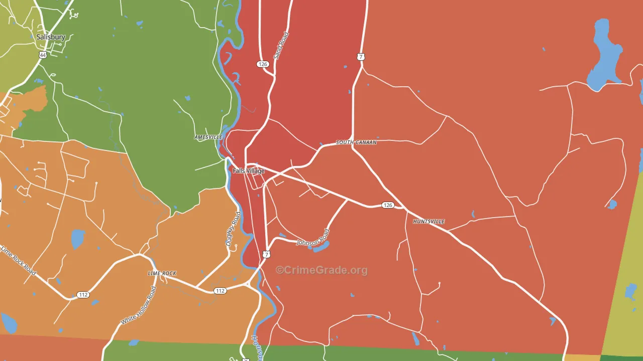 Falls Village, CT Map of Assault Rates