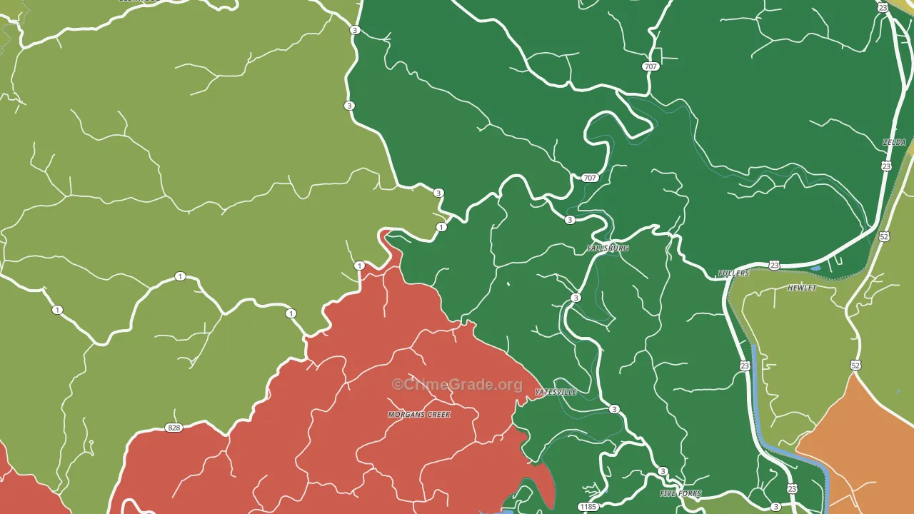 Fallsburg, KY Map of Assault Rates
