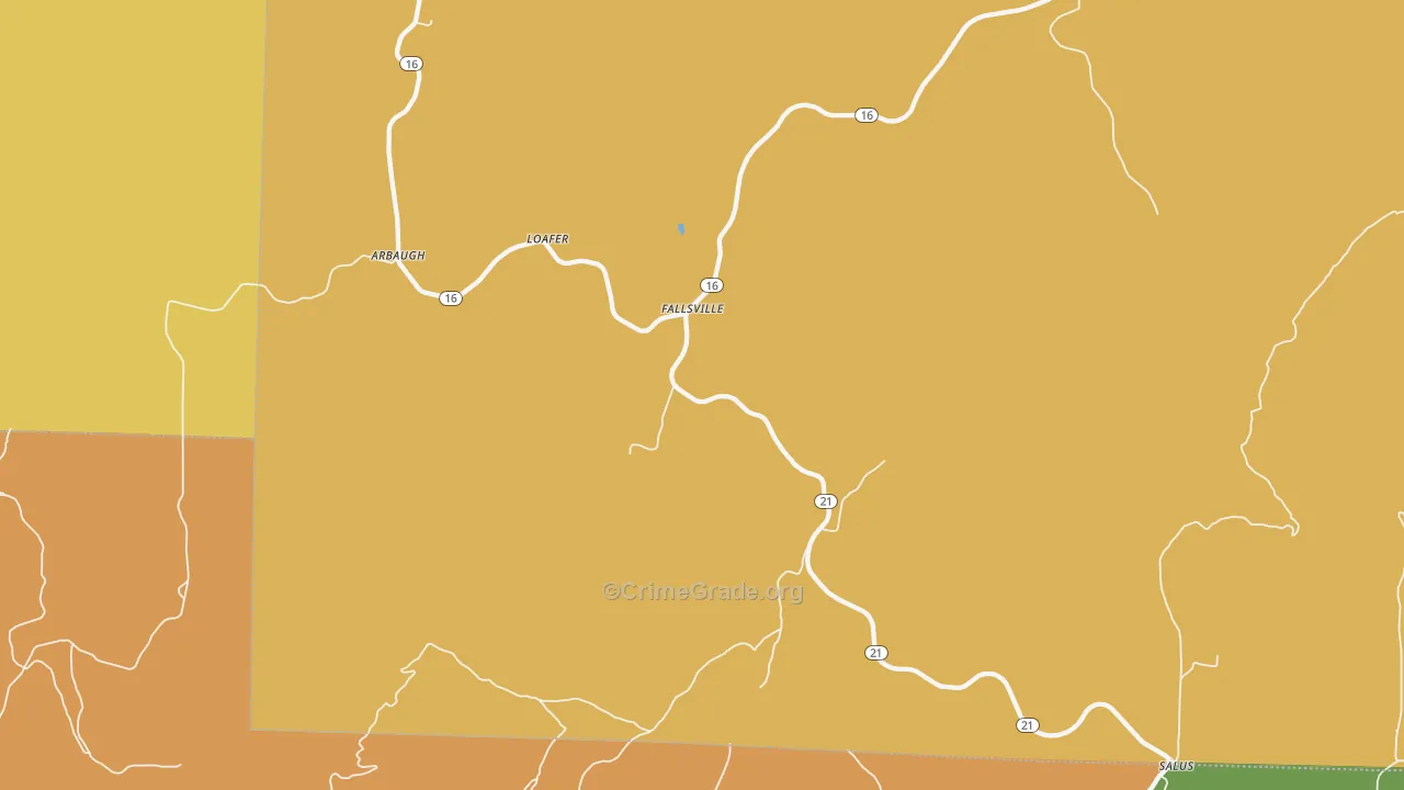 Fallsville, AR Map of Assault Rates