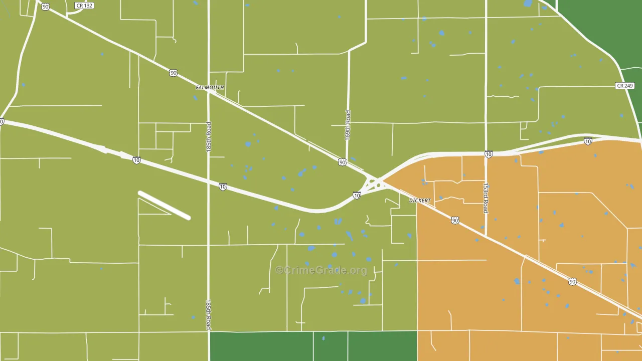 Falmouth, FL Map of Assault Rates