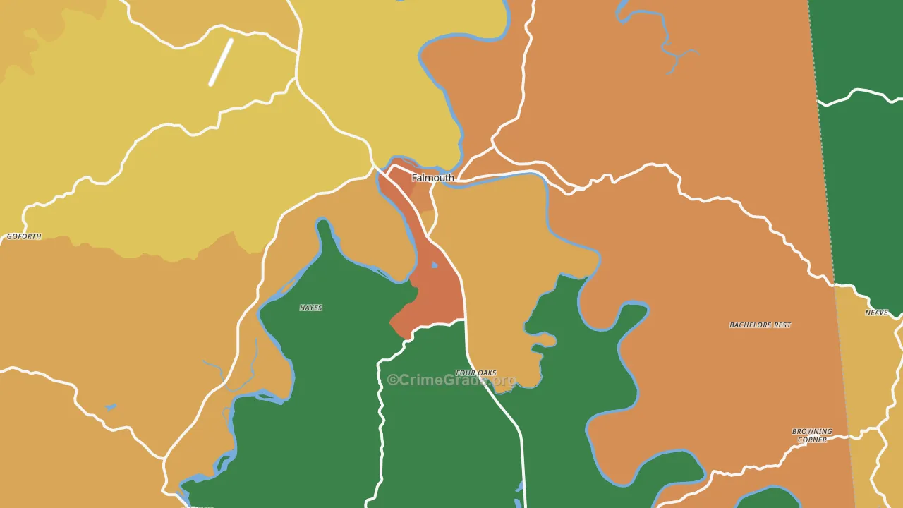 Falmouth, KY Map of Assault Rates
