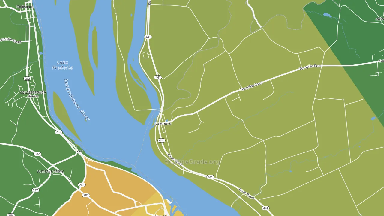 Falmouth, PA Map of Assault Rates