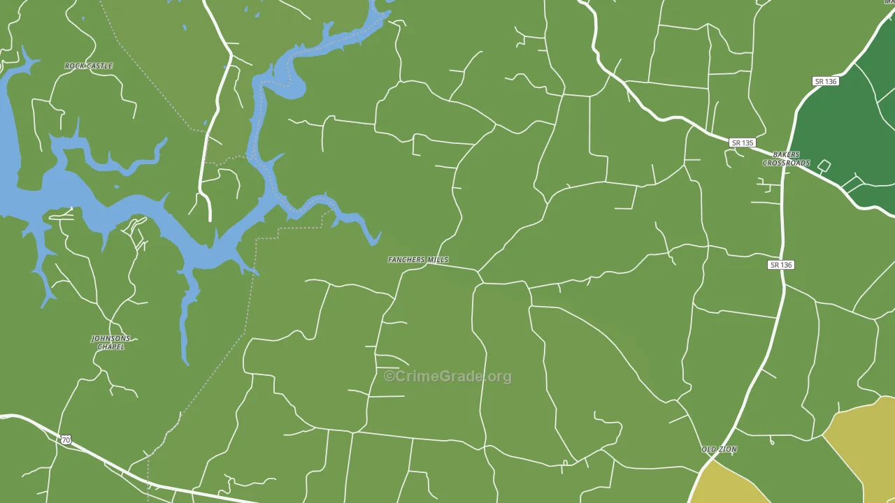 Fanchers Mills, TN Map of Assault Rates