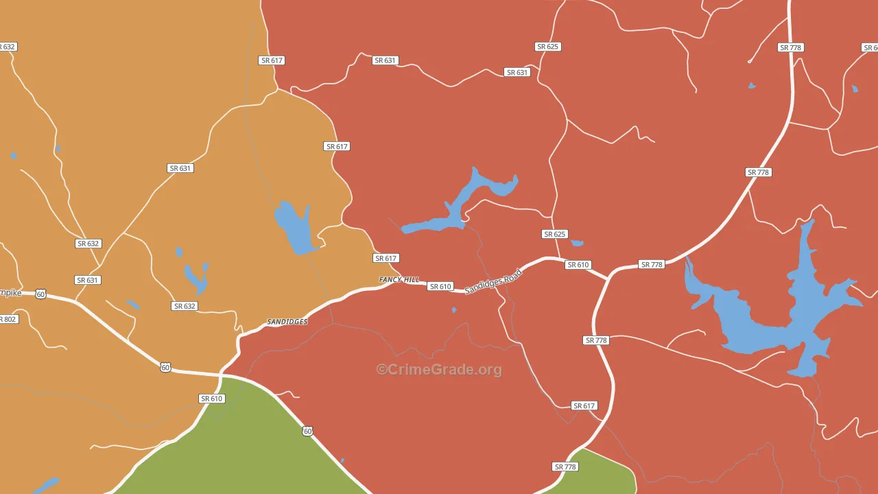 Fancy Hill, VA Map of Assault Rates