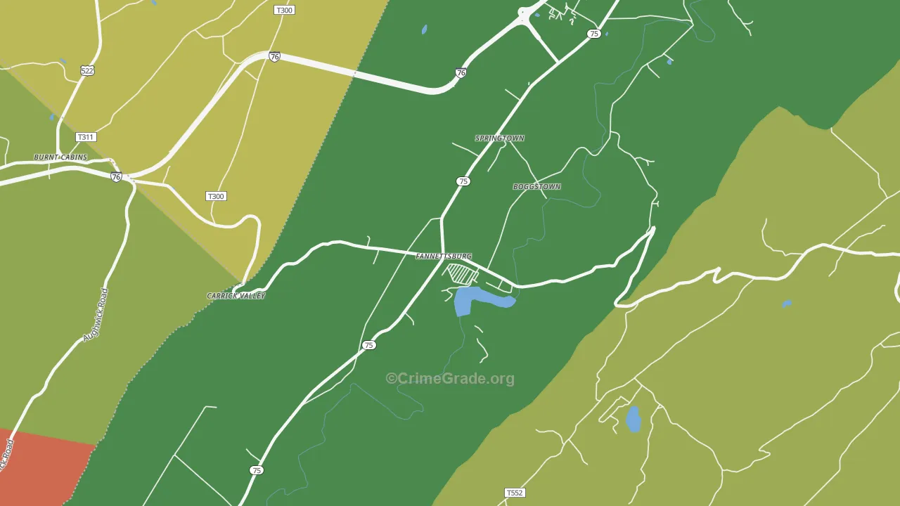 Fannettsburg, PA Map of Assault Rates