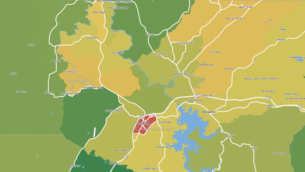 Fannin County, GA Map of Assault Rates