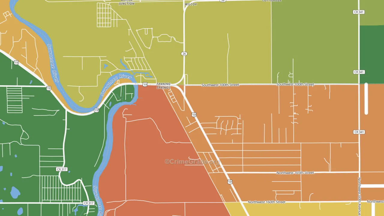 Fanning Springs, FL Map of Assault Rates